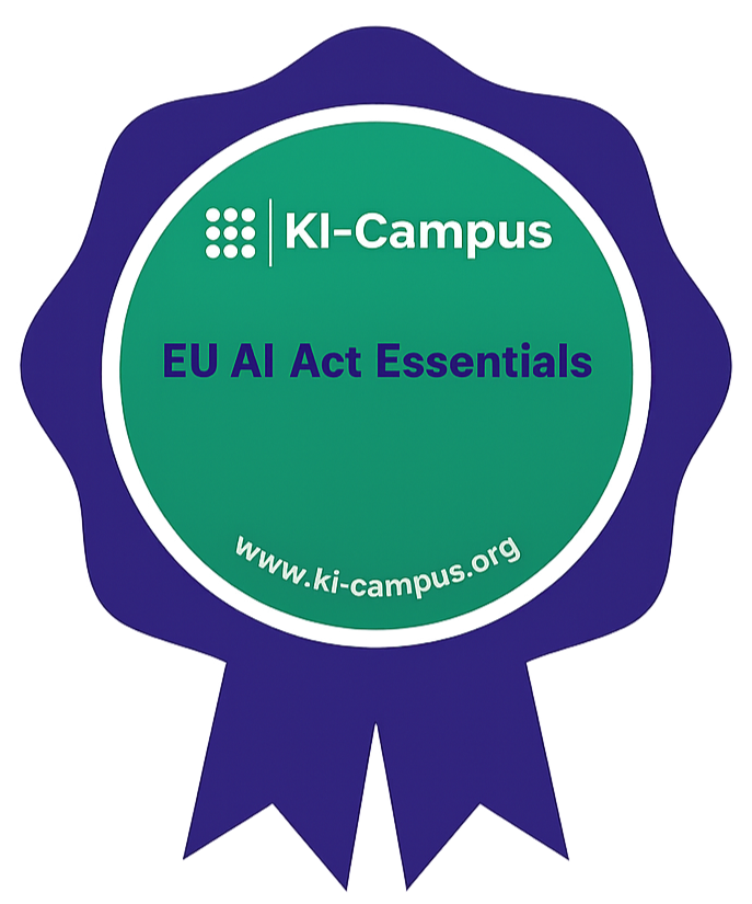 UntitledEU AI Act Essentials erfolgreich absolviert. Für einen verantwortungsvollen Einsatz von KI bei der Erstellung unserer Erinnerungsfilme.